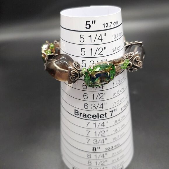 Silvertone glass bead bracelet GLOWS - Picture 4 of 6